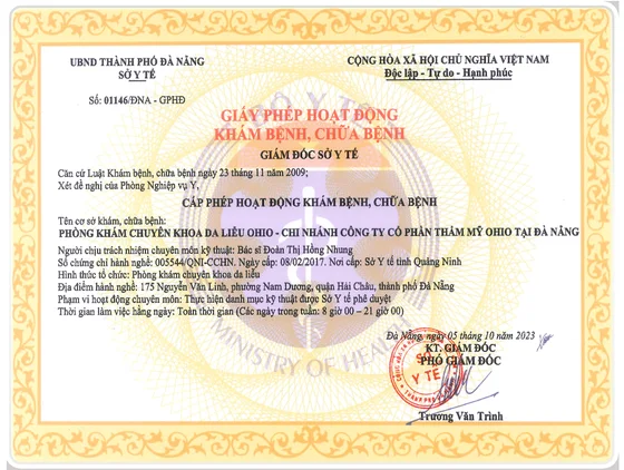 Giấy phép hoạt động OHIO Đà Nẵng