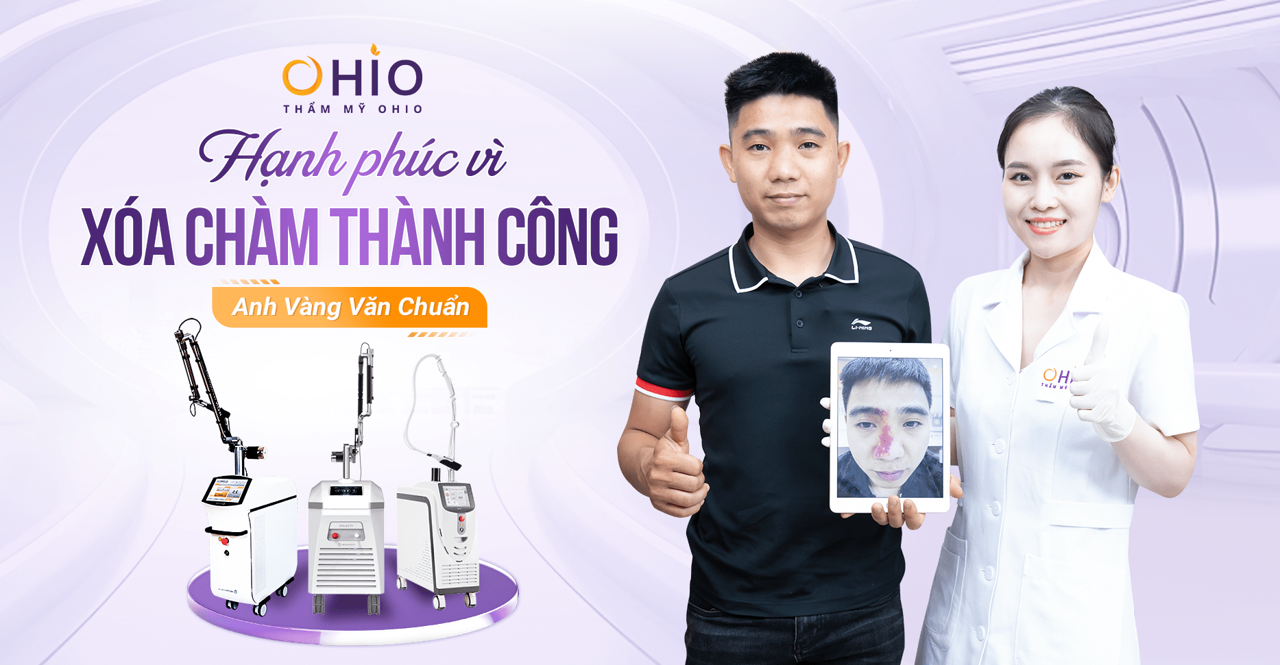 Xóa sạch chàm bớt rượu vang – Anh Vàng Văn Chuẩn hạnh phúc và tự tin x5 lần