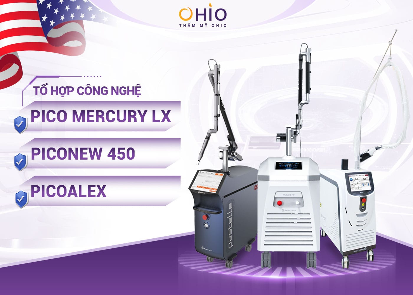 Điều trị chàm bớt sắc tố - Phòng khám da liễu OHIO Tổ hợp laser Pico điều trị chàm bớt sắc tố tại OHIO