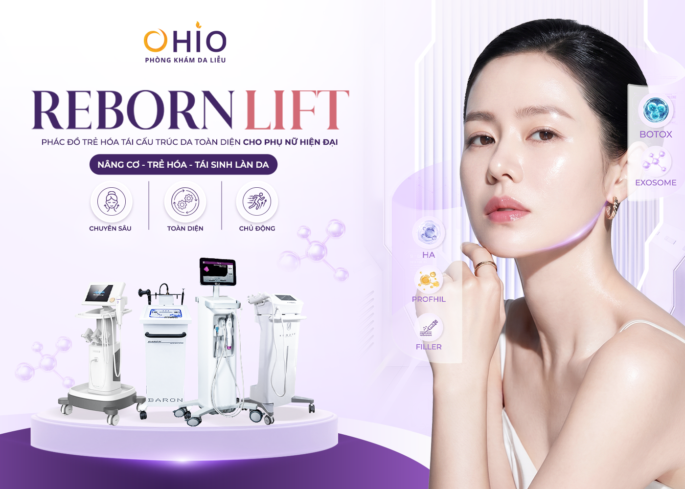 Reborn Lift - Phác đồ trẻ hóa tái cấu trúc da toàn diện cho phụ nữ hiện đại - Phòng khám da liễu OHIO Reborn Lift - Phác đồ trẻ hóa tái cấu trúc da toàn diện cho phụ nữ hiện đại